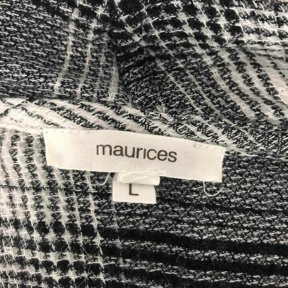 Maurices Black White Sweater Shawl Plaid Open - Picture 6 of 8